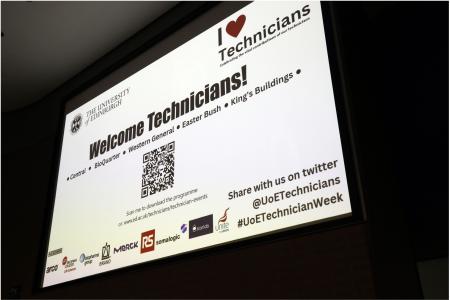 a photo of a presentation slide saying 'Welcome Technicians'